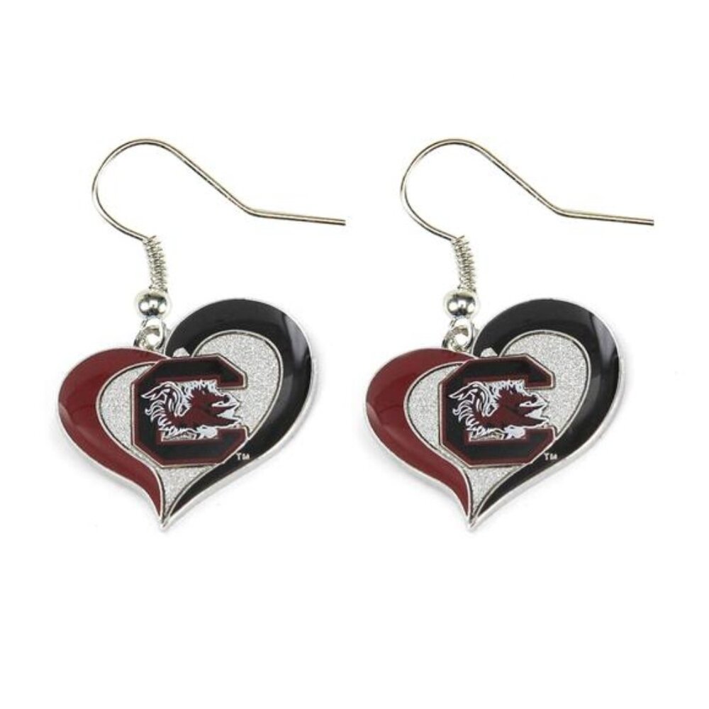 New Aminco NCAA South Carolina Fighting Gamecocks Swirl Heart Earrings - Picture 2 of 2